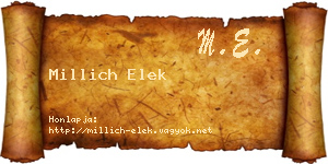 Millich Elek névjegykártya